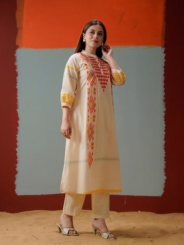 Vertical Panel Printed Kurta Set