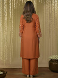 Rust Embroidered Floral Kurta Set