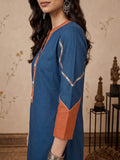 Blue Kurta Set With Vibrant Contrast Detailing