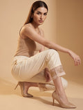 Varanga Women Varanga Off White Silk Organza Zari Embellished Trousers