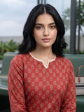 Ethnic Maroon Paisley Top with Notched V-Neckline