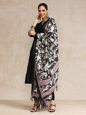 Varanga Women V Neck Kurta with Trouser and Printed Dupatta