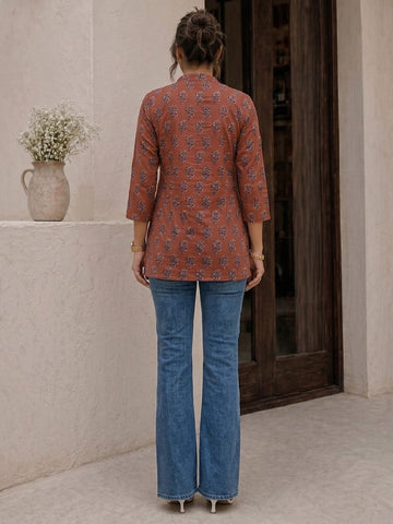 Rust Ajrakh Women's Kurta