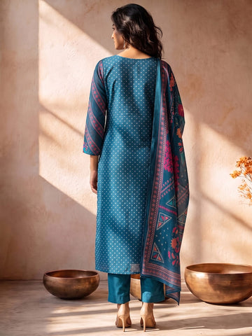 Kurta Set Featuring Artistic Prints And A Statement Dupatta