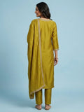 Kurta Set Featuring Beadwork Detailing, Embroidered Hem Trousers, And A Hand-Embroidered Dupatta For A Timeless Ethnic Look.