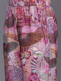 KSUT Women Purple Abstract Printed V-Neck A-Line Kurta Paired With Tonal Bottom