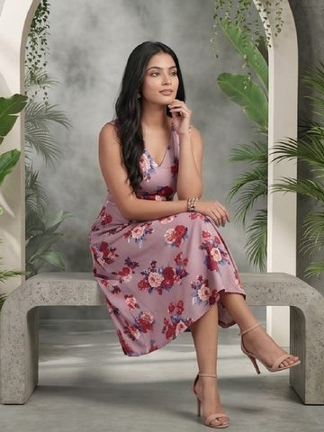Varanga Peach Colored Women Summer Dress