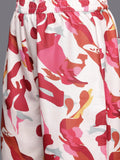 KSUT Women Abstract Printed Shirt Collar Straight Kurta With Tonal Bottom