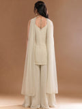 Women's Beads Embroidered Shimmer Short Kurta With Palazzo And Dupatta