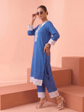 Indigo Blue Embroidered Kurta With Straight Trousers Set