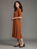 Varanga Women  Beige Shirt Collar A Line Dress