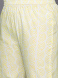 Varanga Women Plus Size Sea Green Floral Printed Beads & Stones Pure Cotton Kurta with Trousers