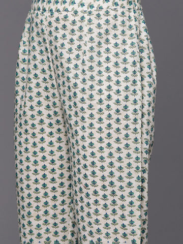 Varanga Women Floral Printed V-Neck Straight Kurta Paired With Bottom