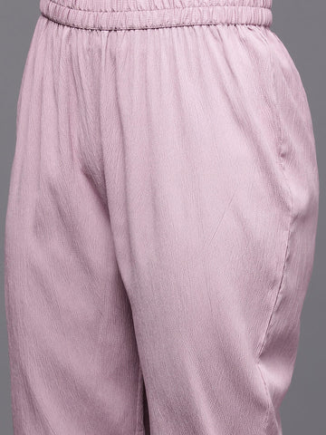 Varanga Women Pink Empire Gathered Details A-Line Kurta Paired With Tonal Bottom