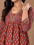Varanga Maroon Ethnic Motifs Printed Kurta