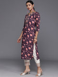 KSUT Women Magenta Floral Printed Gotta Patti Kurta