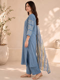 Grey Kurta Set Paired With A Shimmering Striped Dupatta