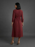 Varanga Maroon Colored Women Summer Dress