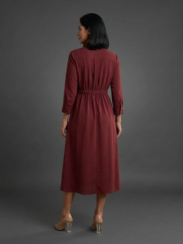 Varanga Maroon Colored Women Summer Dress