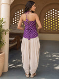 Women's Purple Sleeveless Short Kurti with Back Dori Detailing