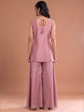 Pink Embroidered Kurta Set Featuring Zari And Sequin Work With A Matching Flared Palazzo And Embellished Dupatta