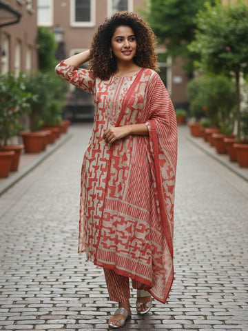 Urban Pink Printed Suit Set