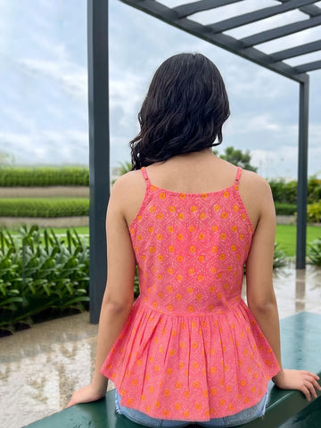 Varanga Women's Pink Festive Peplum Top