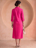 Fuchsia Lace Detailed Shirt Dress