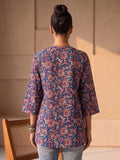 Women's Indigo & Rust Floral Block Print Kurta