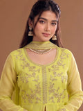 Varanga Lime Green Embroidered Palazzos With Dupatta | Poly Georgette | Festive