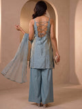 Powder Blue Mirror Work Halter-Neck Sharara Set