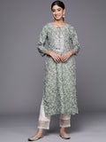 varanga green bandhani printed zari tie up neck kurta