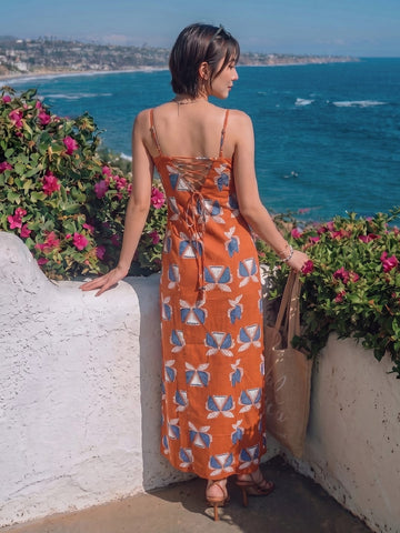 Varanga Orange Colored Women Summer Dress