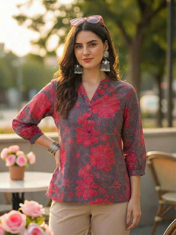 Varanga Women Summer Floral printed Top