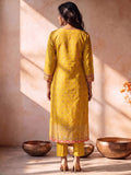 Mustard Kurta Set Featuring Artistic Prints And A Statement Dupatta