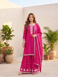 Varanga Women Zari Embroidered Yoke Kurta With Sharara And Dupatta