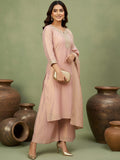 varanga Women Kurta Features A Straight Fit, Shimmering Fabric, And An Intricately Zari- Lace Yoke,Paired With Solid Divider And A Shiny Lurex Line Dupatta .