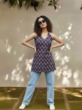 Blue Halter Neck Kurta For Summer