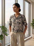 Black Coloured Short Sleeves Shirt Collar Top