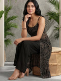 Midnight Bandhani High-Slit Kurta & Palazzo Set with front high slit cut