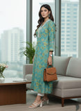 Varanga Women Sea Green Floral Printed V- Neck Stright Kurta