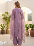 Varanga Women Elegant Three-Piece Brown Shimmer Kurta Set With Ankle-Length Trousers, And An Embroidered Dupatta