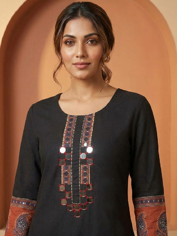 The Midnight Ajrakh-Edge Women's kurta