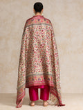 Varanga Women Pink Woven Zari Embroidered Straight Kurta With Bottom And Dupatta