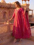 Floral Embroidered Kurta Set With Embroidered Dupatta