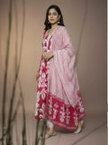Vibrant Magenta V-Neck kurta Set with dupatta