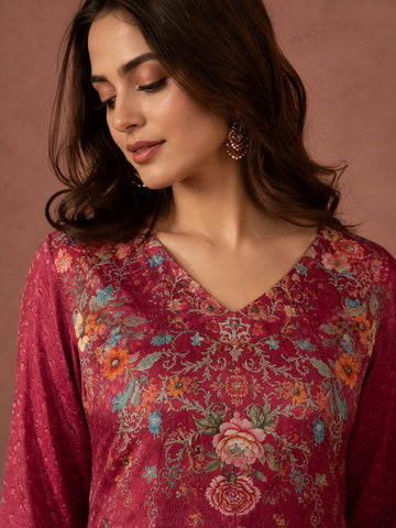 Ethnic Printed Kurta Set With Matching Palazzo And Dupatta