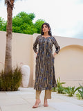 Midnight Botanical Tiered Kurta Set