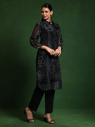 Varanga Women Premium Bandhani Floral Printed Shirt Kurta