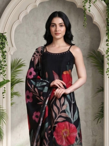 Bold Floral Printed Kurta with Trouser & Dupatta